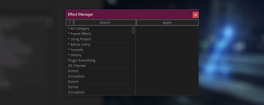 دانلود اسکریپت Effect Manager برای افتر افکت