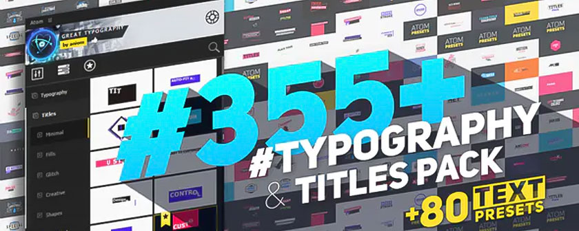 دانلود اسکریپت و ابزار Atom Big Typography Pack برای افتر افکت