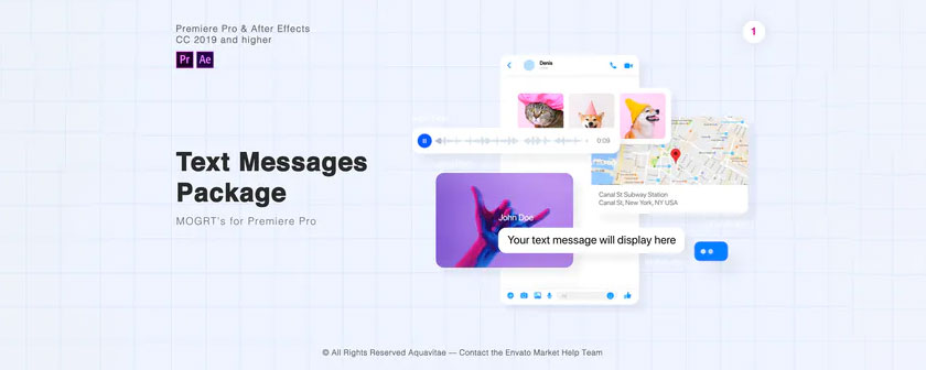 دانلود پریست افکت تایپ کردن بین دو کاراکتر Text Message Kit در افتر افکت