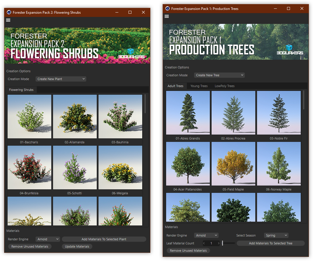 تست کرک پلاگین های Expansion Pack برای Forester در نرم افزار Cinema 4d