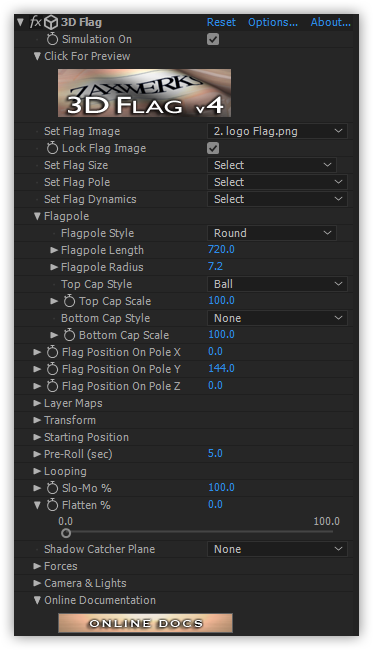 تست کرک پلاگین 3D Flag در افتر افکت