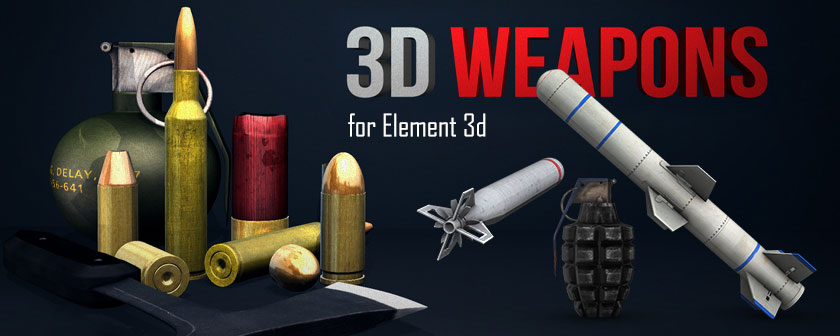 دانلود مدل سه بعدی سلاح برای Element 3d و Cinema 4d