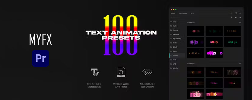 دانلود اسکریپت MYFX Text Presets برای پریمیر پرو
