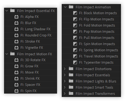 تست کرک پلاگین های FilmImpact Premium Video Effects