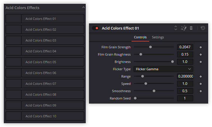 تست کرک پریست های رنگ Acid Colors Effects در داوینچی