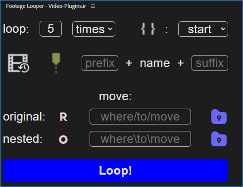 تست کرک اسکریپت Footage Looper در نرم افزار Premiere Pro