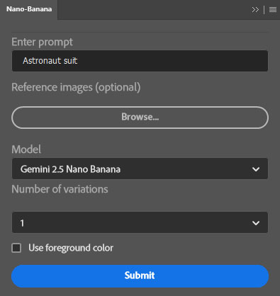 تست کرک پلاگین Nano Banana Flux Kontext در Photoshop