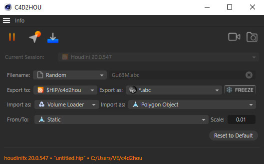 تست کرک پلاگین C4D2HOU در Cinema 4d