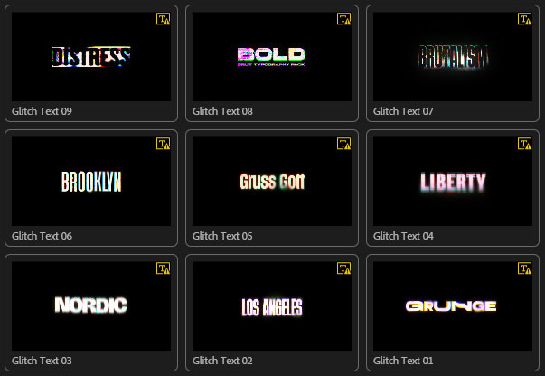 تست کرک پریست Glitch Titles Text در پریمیر پپرو