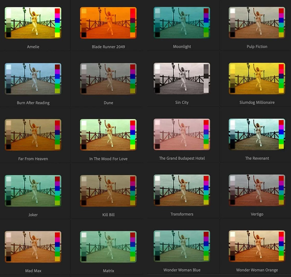 تست پریست های رنگ Hollywood Color برای پریمیر پرو