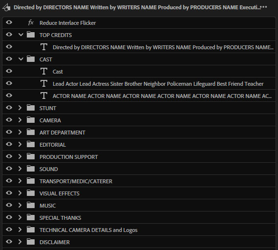 دانلود پریست ساخت نوشته های پایانی فیلم در پریمیر پرو