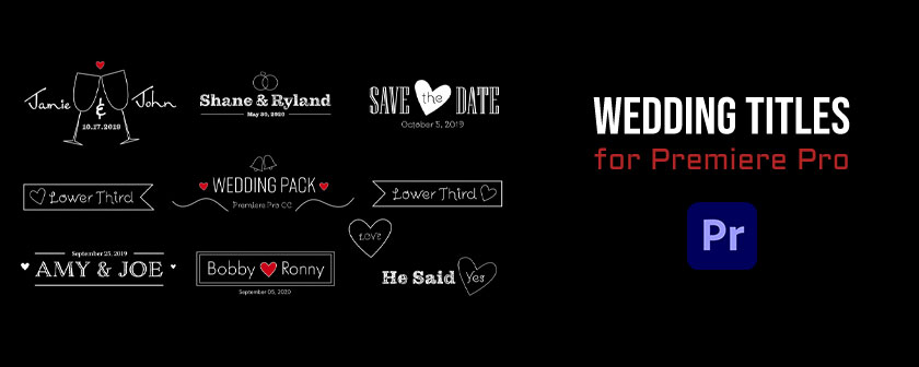 دانلود انواع نوشته های عروسی Wedding برای پریمیر پرو